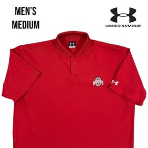 Ohio State Buckeyes Polo‎ Shirt Under Armour Men's M Red Golf Performance Logo